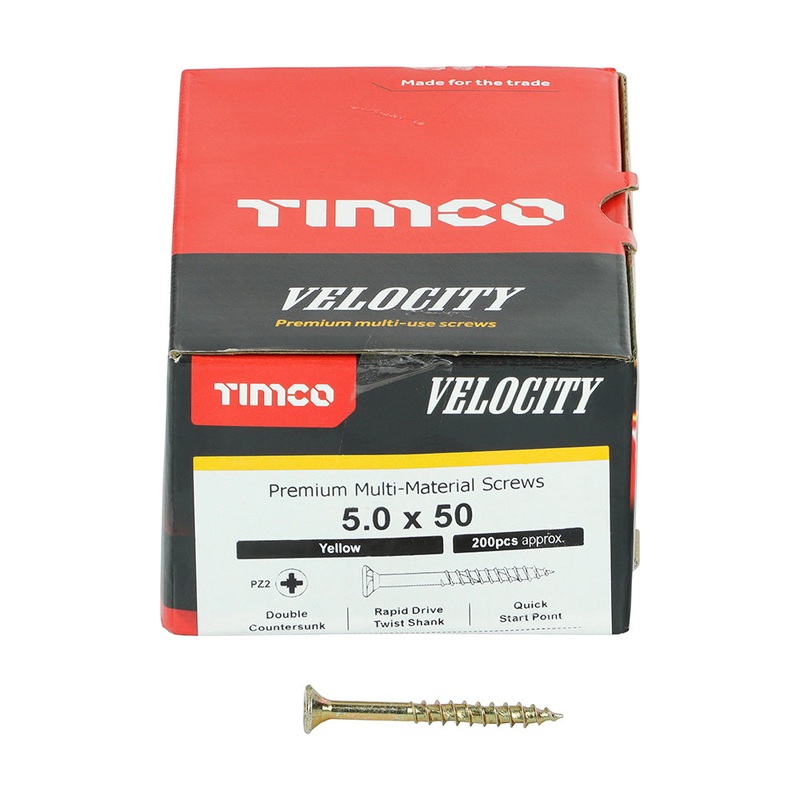 TIMCO Velocity Premium Multi-Use Countersunk Gold Woodscrews - 5.0 x 50