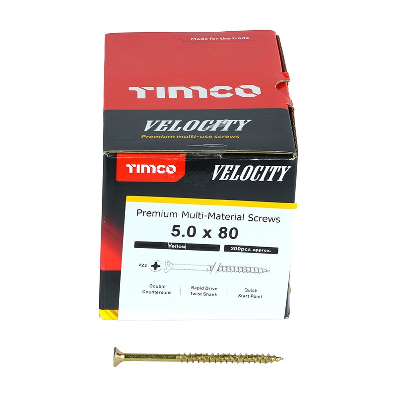 TIMCO Velocity Premium Multi-Use Countersunk Gold Woodscrews - 5.0 x 80