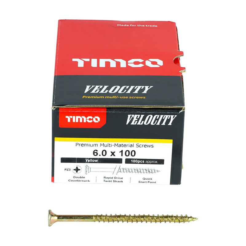 TIMCO Velocity Premium Multi-Use Countersunk Gold Woodscrews - 6.0 x 100