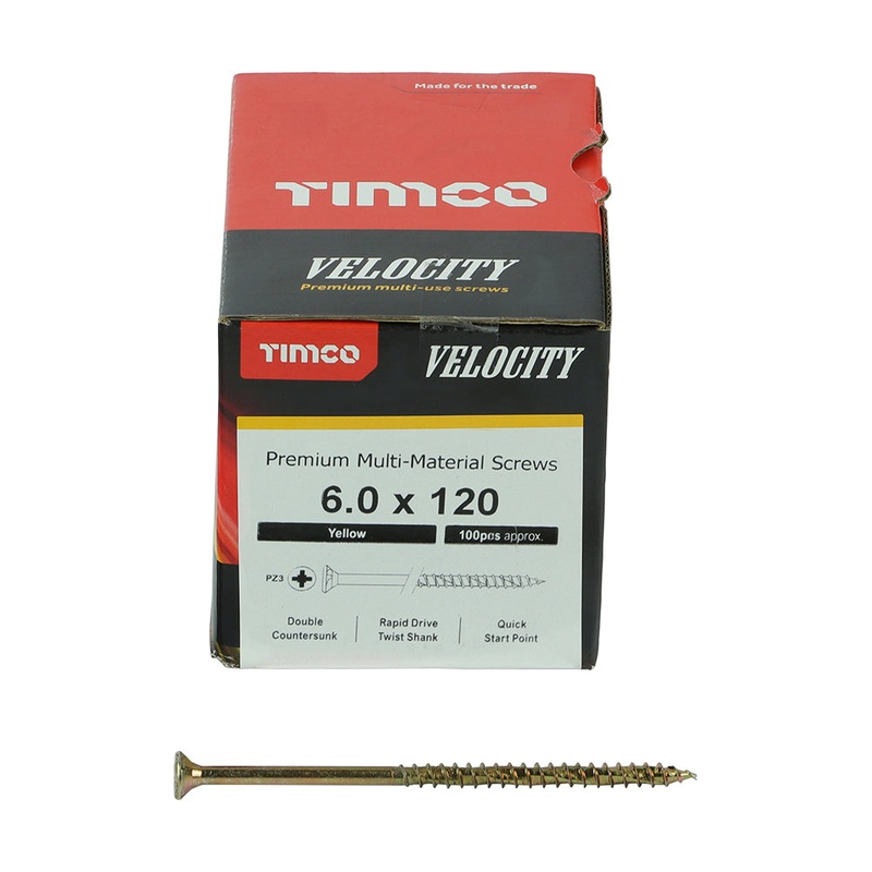 TIMCO Velocity Premium Multi-Use Countersunk Gold Woodscrews - 6.0 x 120