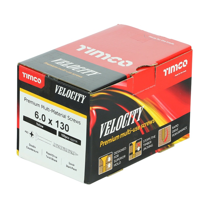 TIMCO Velocity Premium Multi-Use Countersunk Gold Woodscrews - 6.0 x 130
