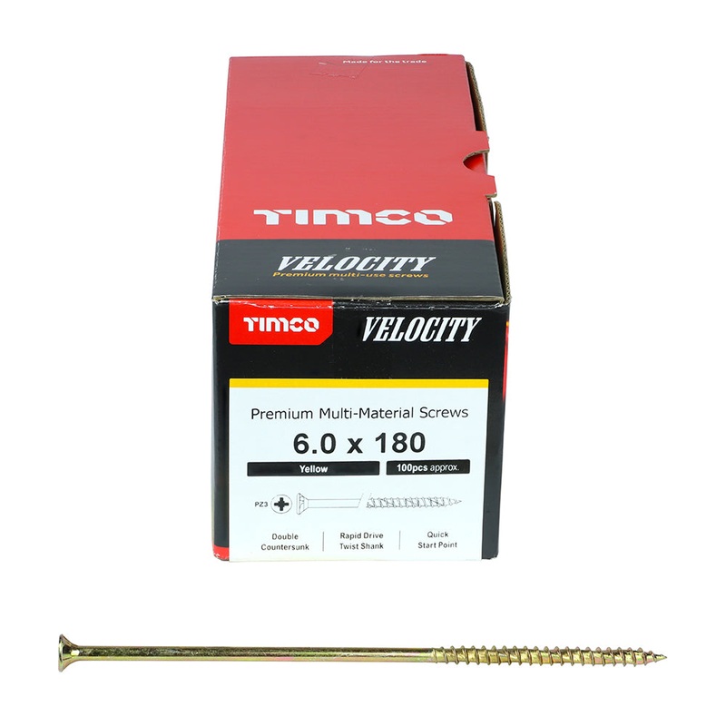 TIMCO Velocity Premium Multi-Use Countersunk Gold Woodscrews - 6.0 x 180