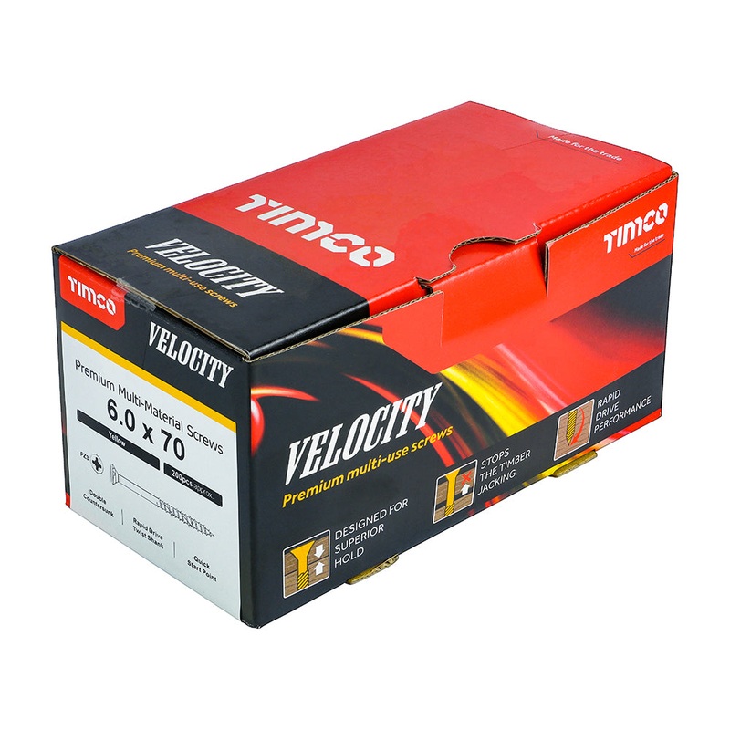 TIMCO Velocity Premium Multi-Use Countersunk Gold Woodscrews - 6.0 x 70