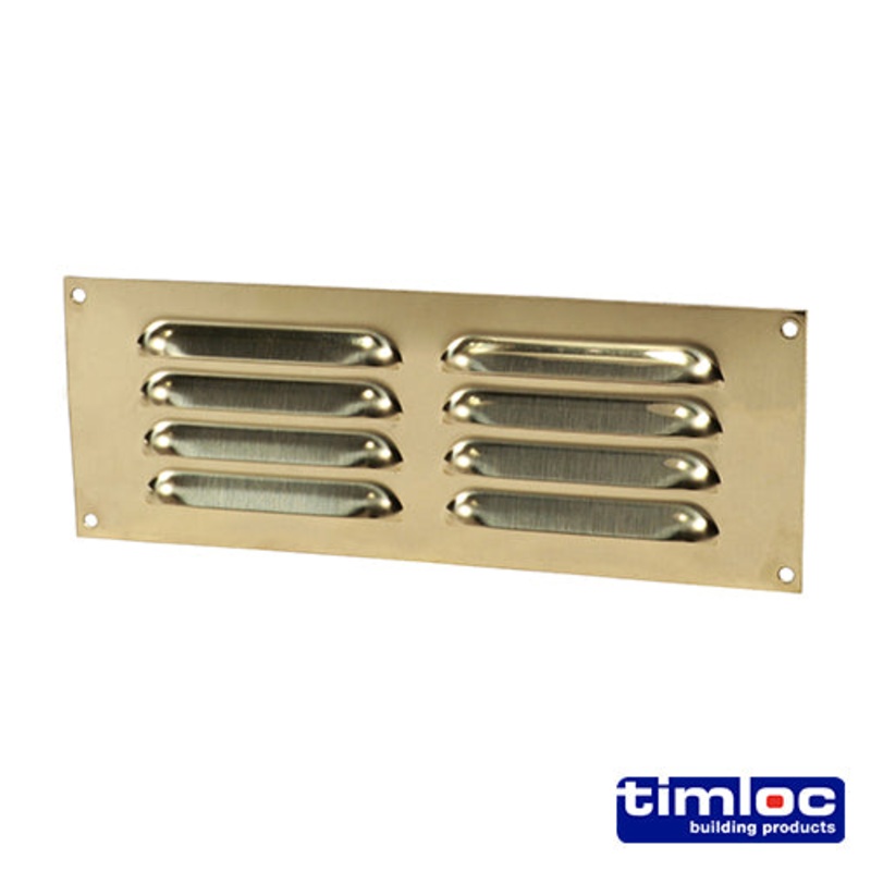 Timloc Louvre Grille Vent Polished Brass - 242 x 89mm