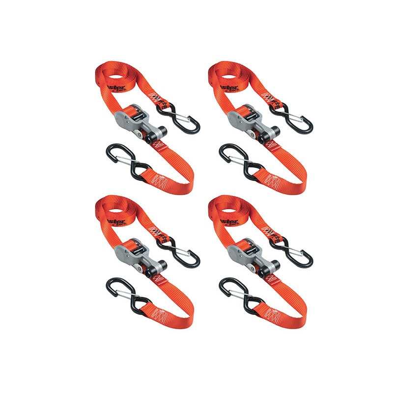Ratchet Tie-Down S-Hooks 4.25m Red 4 Piece