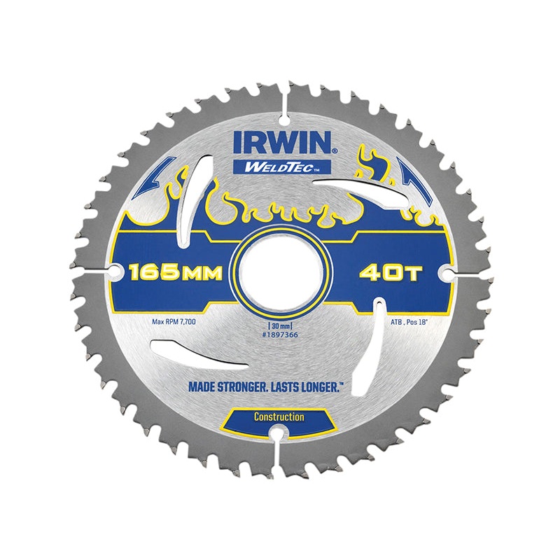 Weldtec Circular Saw Blade 165 x 30mm x 40T ATB