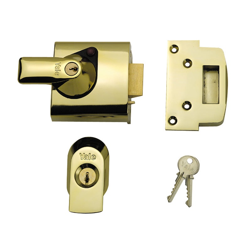 BS1 Nightlatch British Standard Lock 60mm Backset Brasslux Finish Visi