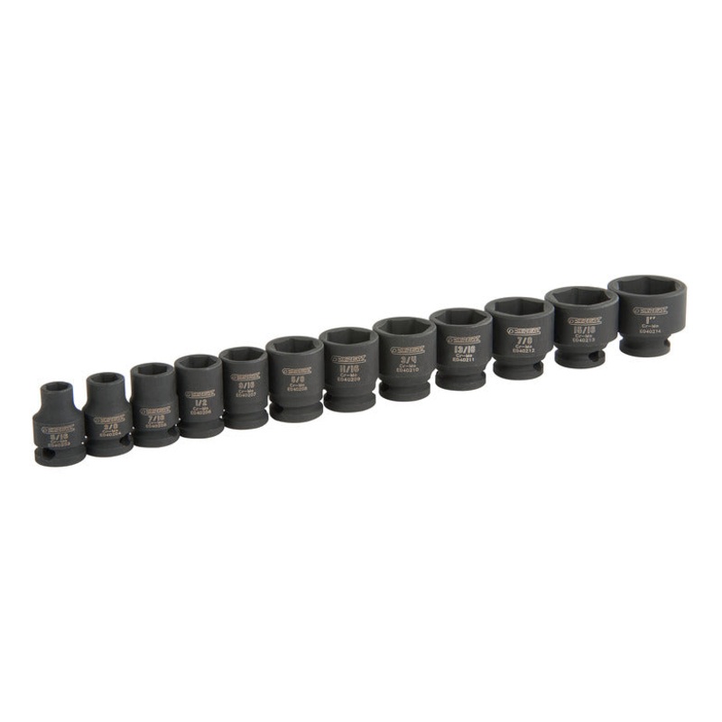 12-PC. 3/8" Drive SAE Impact Socket Set - 6-PT.