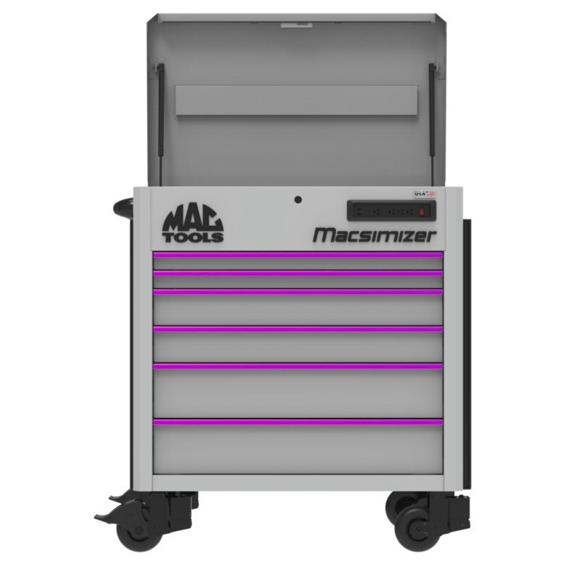 6-Drawer Macsimizer High-Mileage Utility Cart - Mica Gray/Gray Trim/Purple Pulls