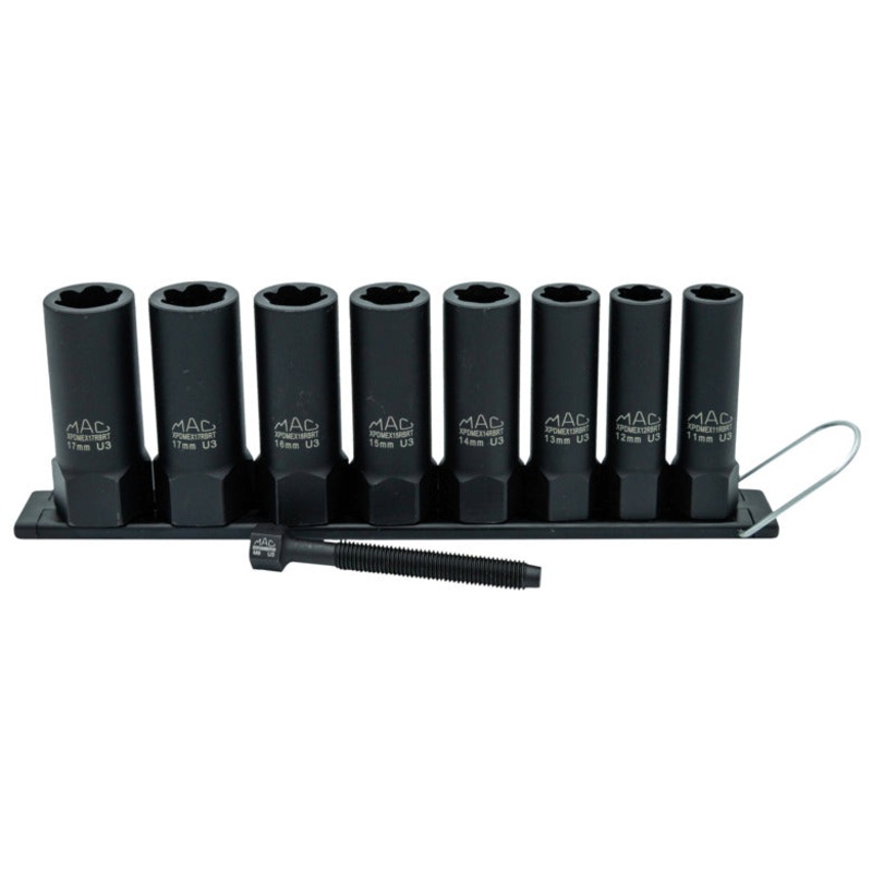 8-PC. 3/8" Drive R.B.R.T Metric Impact Foreign Object Removal (FOR) Deep Extractor Socket Set