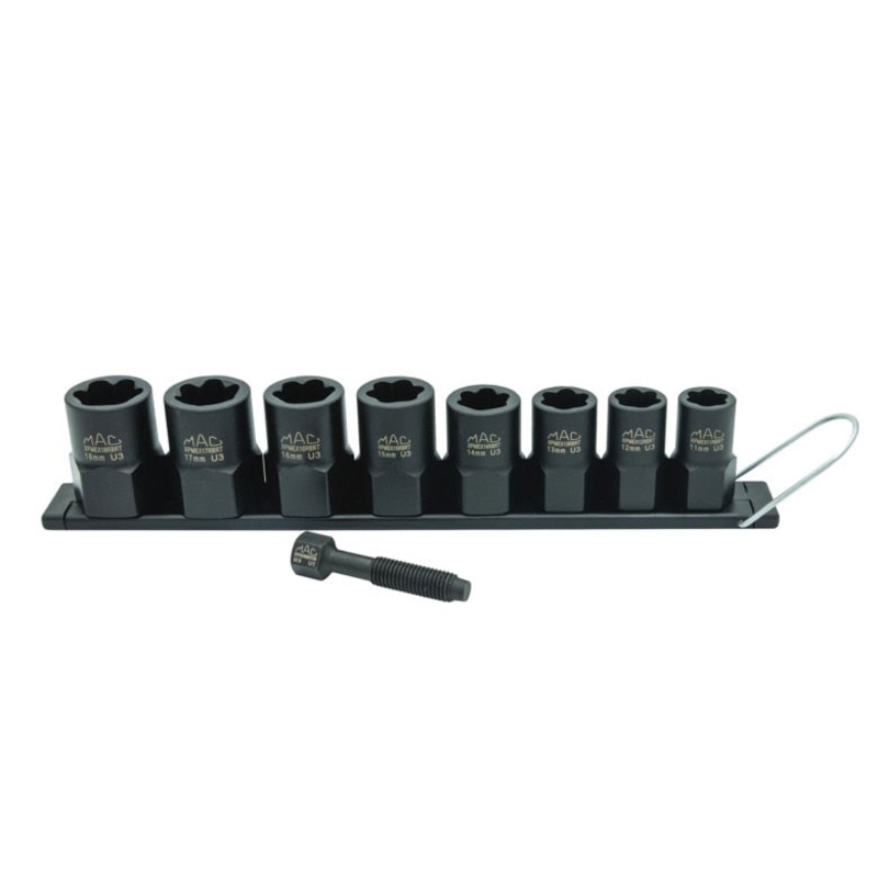 8-PC. 3/8" Drive R.B.R.T. Metric Impact Foreign Object Removal (FOR) Extractor Socket Set