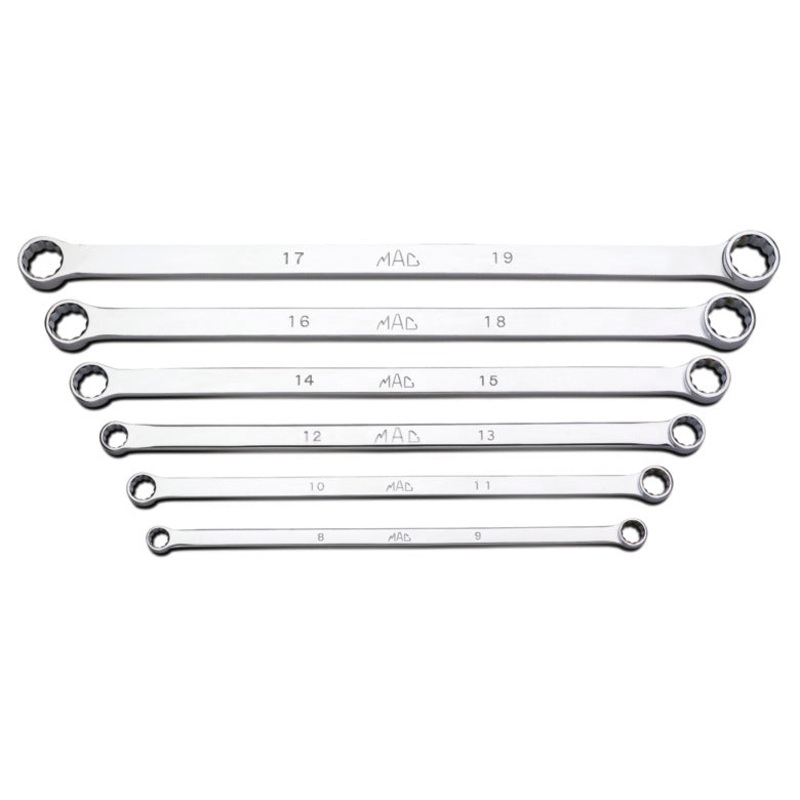6-PC. Metric High-Performance Long Double-Box Wrench Set - 12-PT.