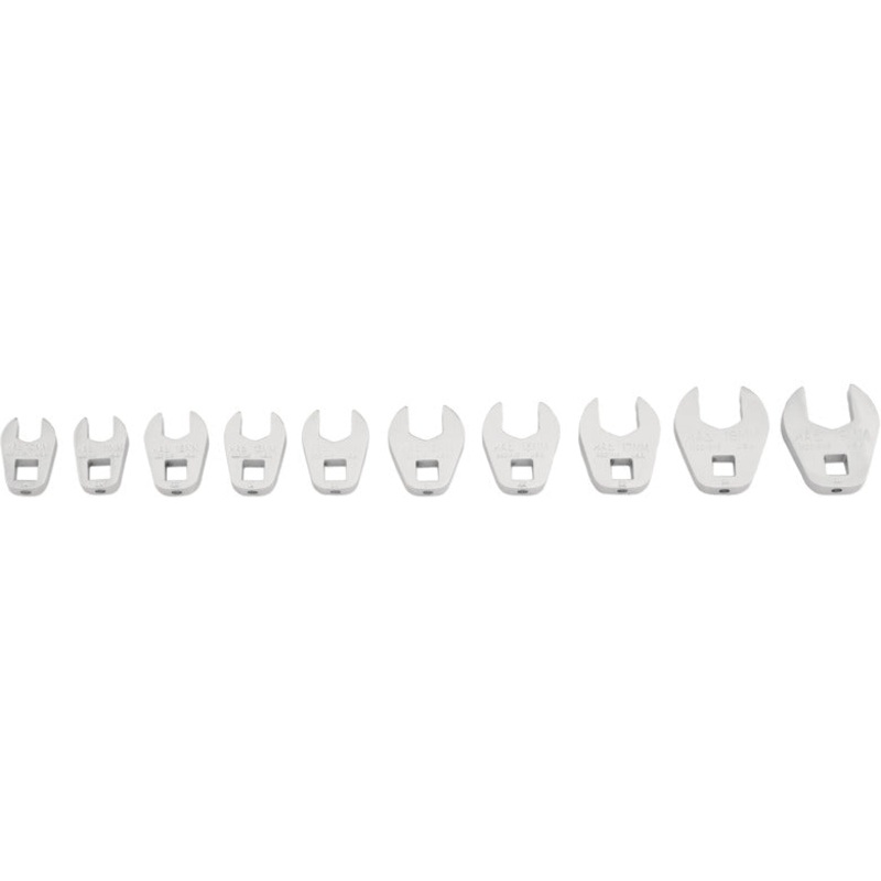 10-PC. 3/8 Drive Metric Open End Crowfoot Wrench Set