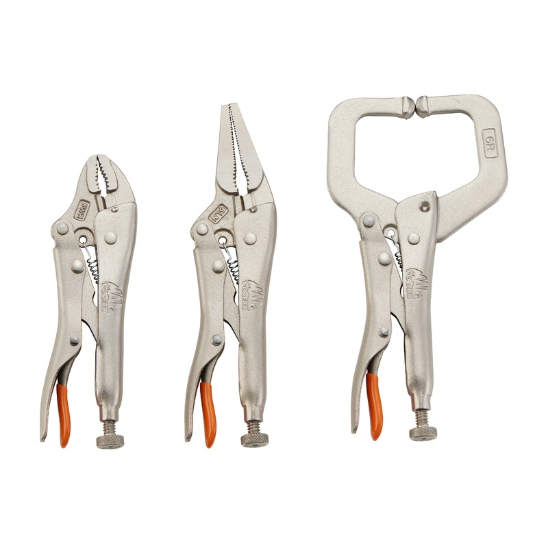 3-PC. Trigger Release Locking Pliers Set (5-6") - Orange