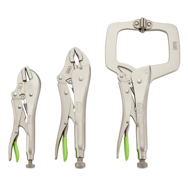 3-PC. Trigger Release Locking Pliers Set (7-11") - Green