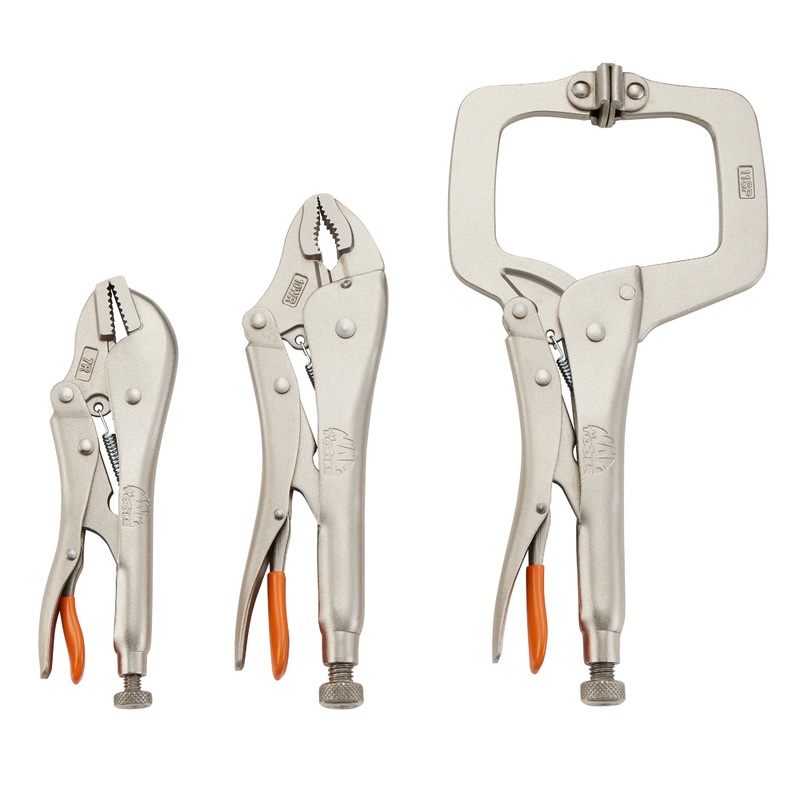 3-PC. Trigger Release Locking Pliers Set (7-11") - Orange