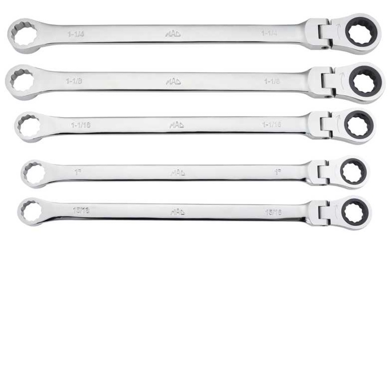 5-PC. SAE XL Flex Head Ratcheting Wrench Set  12 pt.
