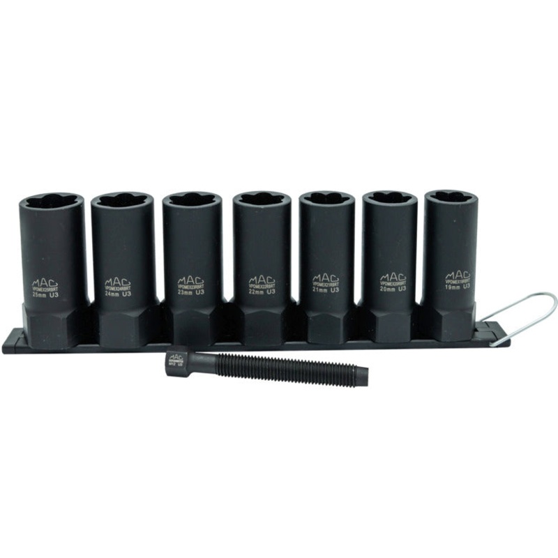 7-PC. 1/2" Drive R.B.R.T Metric Impact Foreign Object Removal (FOR) Deep Extractor Socket Set