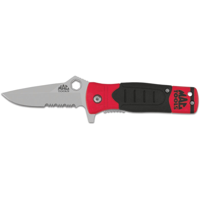 Mac-Grip Folding Serrated Pocket Knife 2.6" - Red
