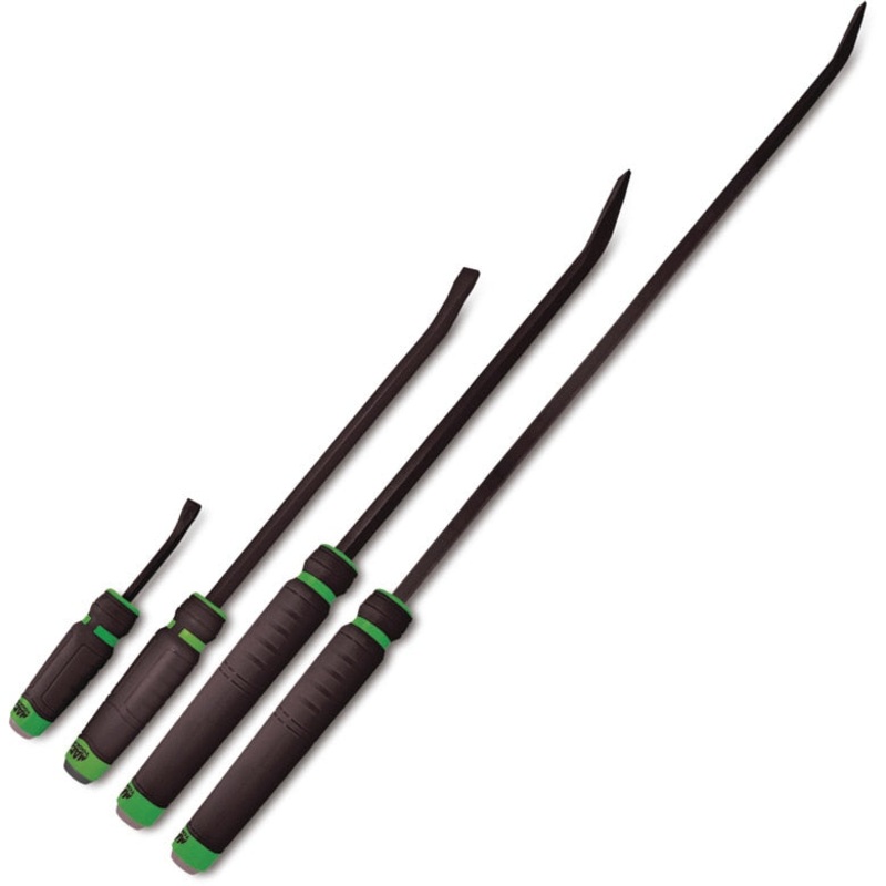 4-PC. Capped Comfort-Handle Curved-Head Pry Bar Set  Hi-Vis Green