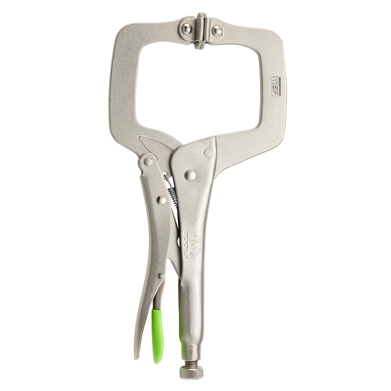11" C-Clamp Trigger Release Locking Pliers with Swivel Pads  - Green
