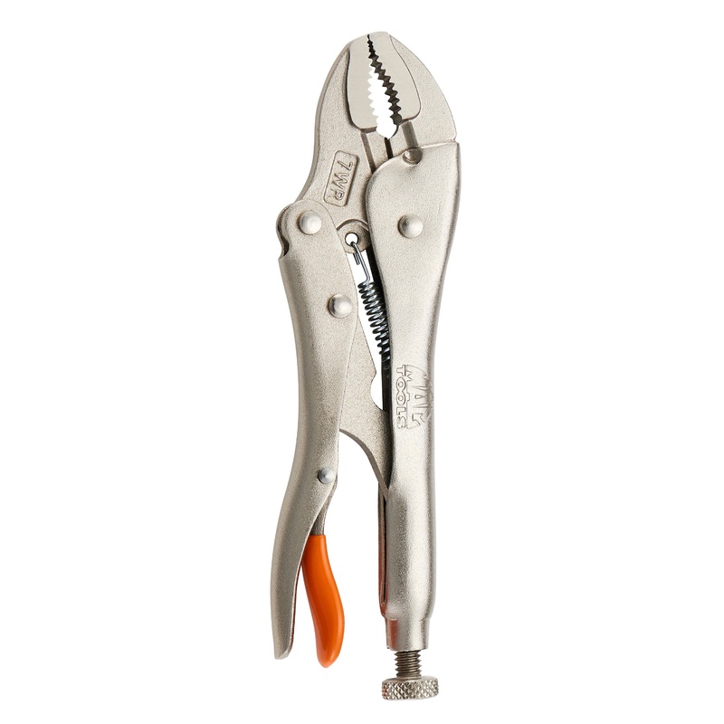 7" Curved Jaw Trigger Release Locking Pliers with Wire Cutter - Orange
