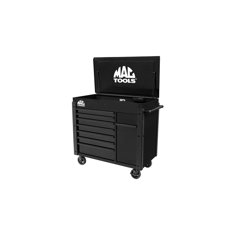 7-Drawer Drop-Top Cart with 49 Vertical Power Drawer - Black