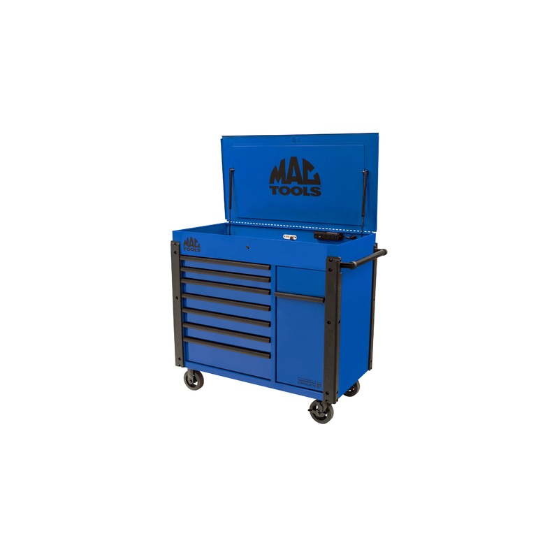 7-Drawer Drop-Top Cart with 49 Vertical Power Drawer - Blue