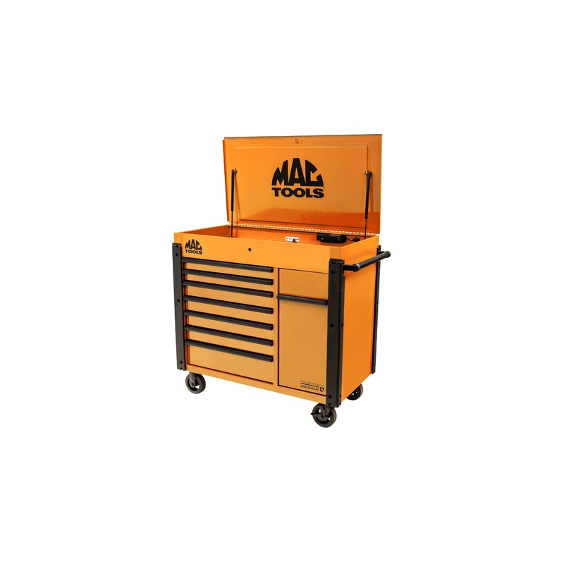 7-Drawer Drop-Top Cart with 49 Vertical Power Drawer - Orange