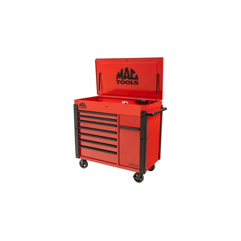 7-Drawer Drop-Top Cart with 49 Vertical Power Drawer - Red
