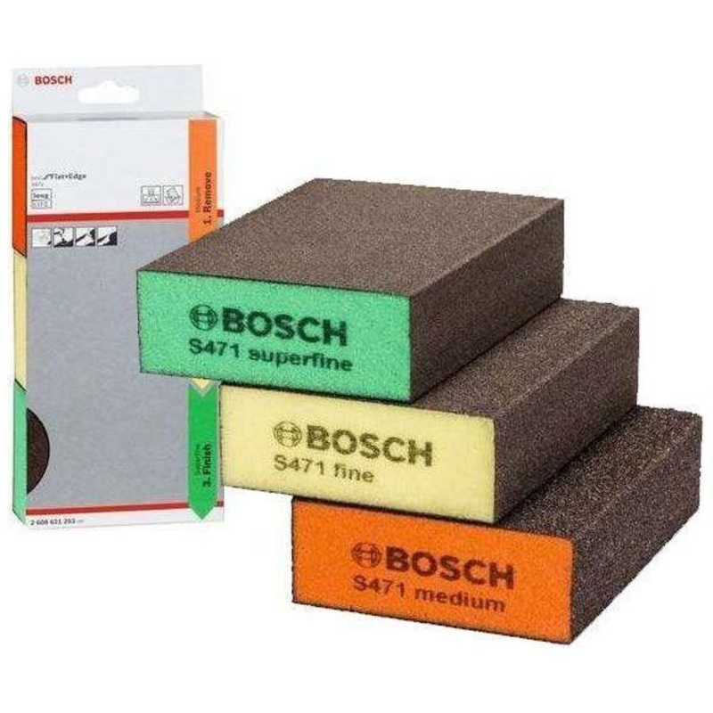 Bosch S471 3pcs Abrasive Sanding Pad / Foam Set (Flat & Edge)