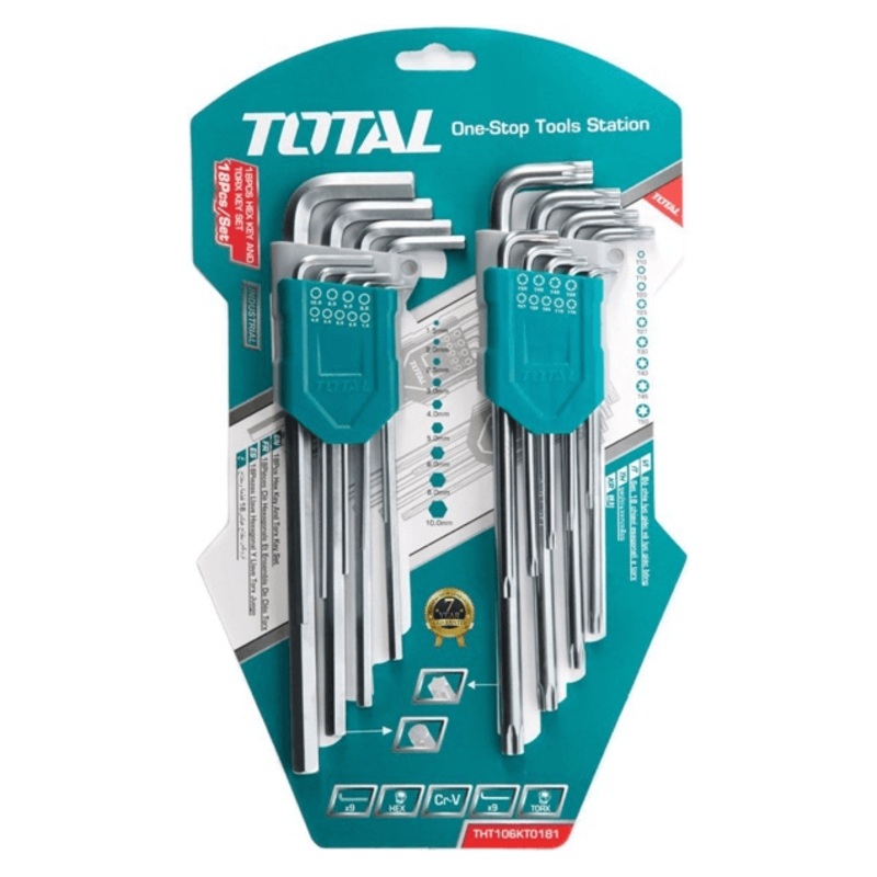 Total THT106KT0181 18pcs Hex & Torch Allen Wrench Key Set