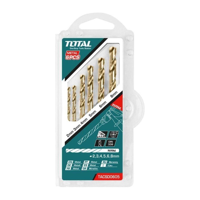 Total TACSD0605 6pcs HSS Twist Metal Drill Bit Set