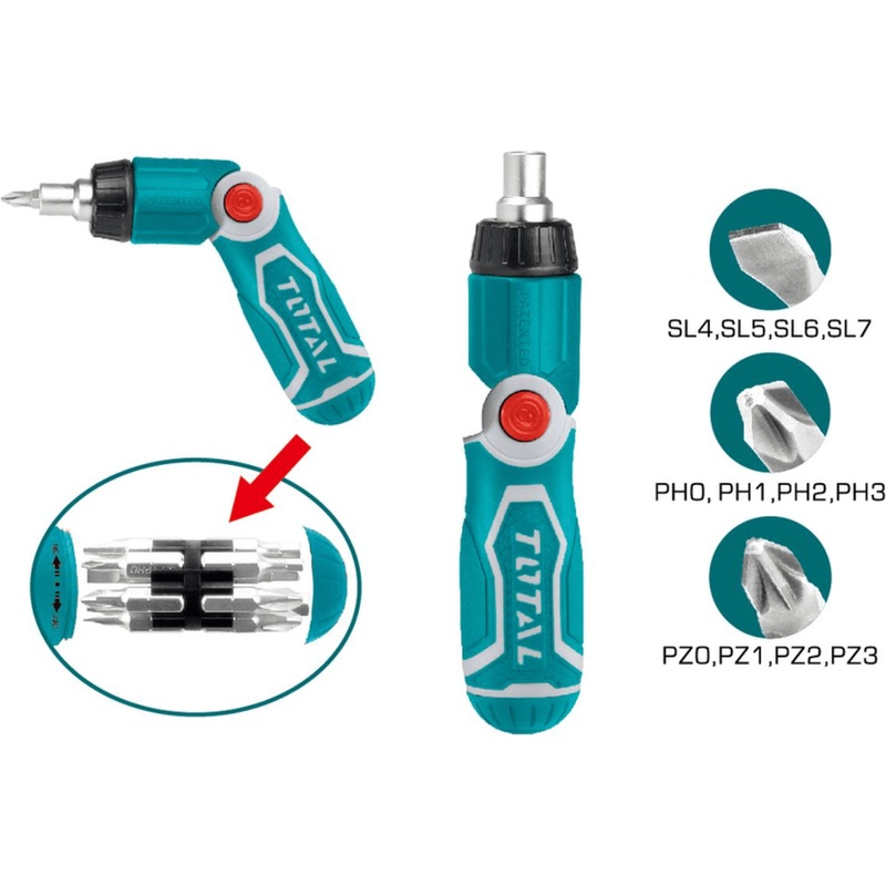 Total TACSD30136 13-in-1 Ratchet Screwdriver Set