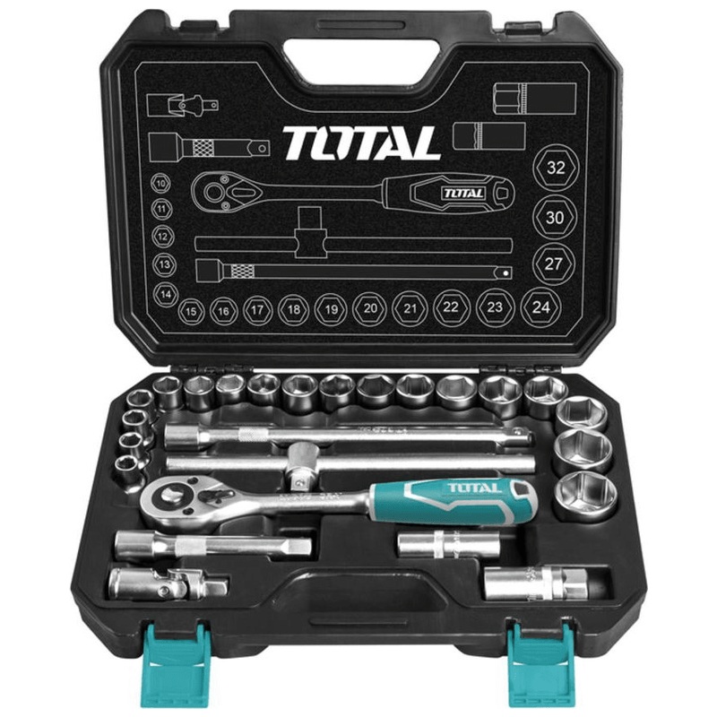 Total THT121251 25pcs Socket Wrench Set 1/2" Drive