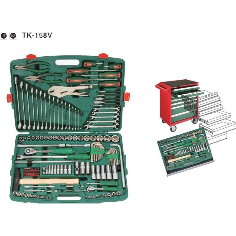 Hans TK-158V 158pcs. Socket Wrench & Hand Tools Set (1/4" & 1/2" DR)