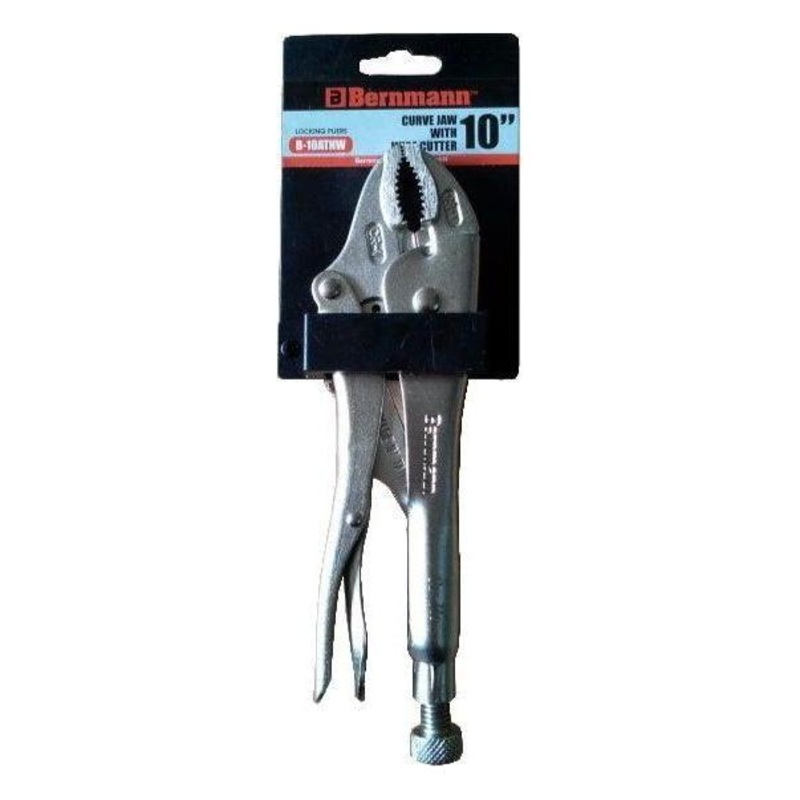 Bernmann Curved Jaw Vise Grip Locking Pliers with Wire Cutter