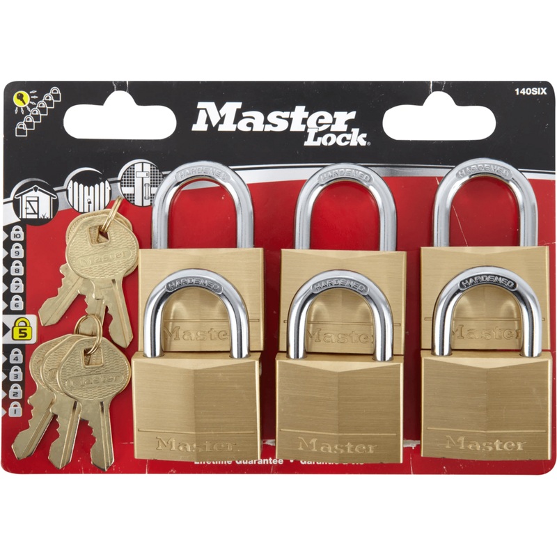 MasterLock 140EURSIX Brass Padlock 6pcs (Key Alike)