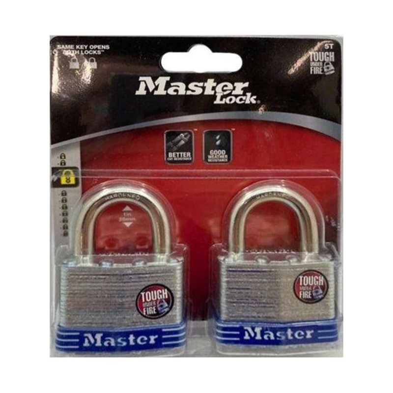 MasterLock 5T Laminated Steel Padlock 2pcs (Key Alike)