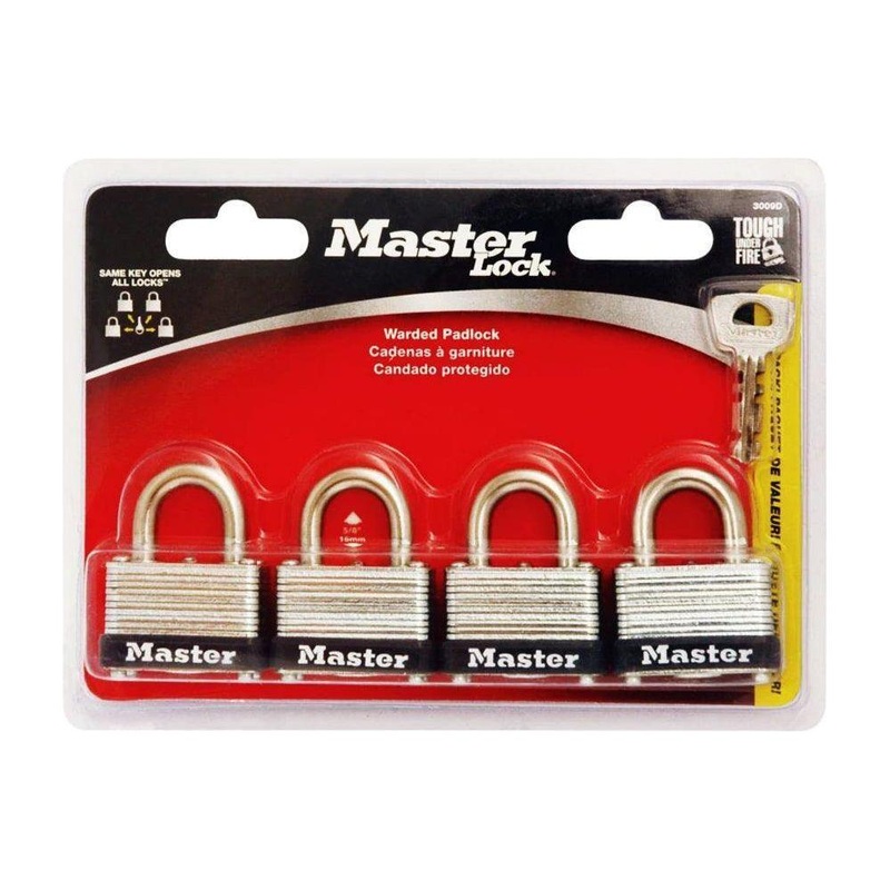 MasterLock Laminated Warded Padlock 4pcs (Key Alike)