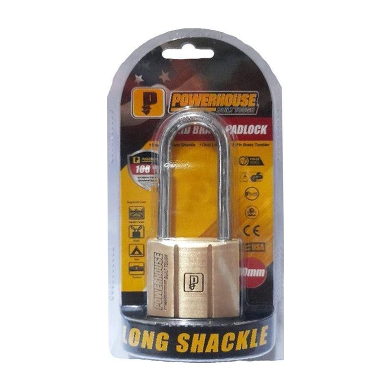 Powerhouse PH140 Solid Brass Padlock Long Shackle
