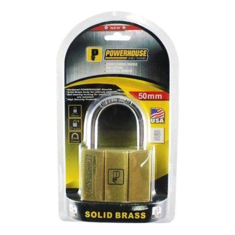 Powerhouse PH140 Solid Brass Padlock Short Shackle