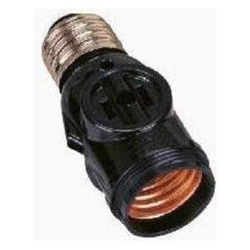 Omni E27-702 Keyless Current Tap Socket with 2 Flat Pin Outlets 3A 250V