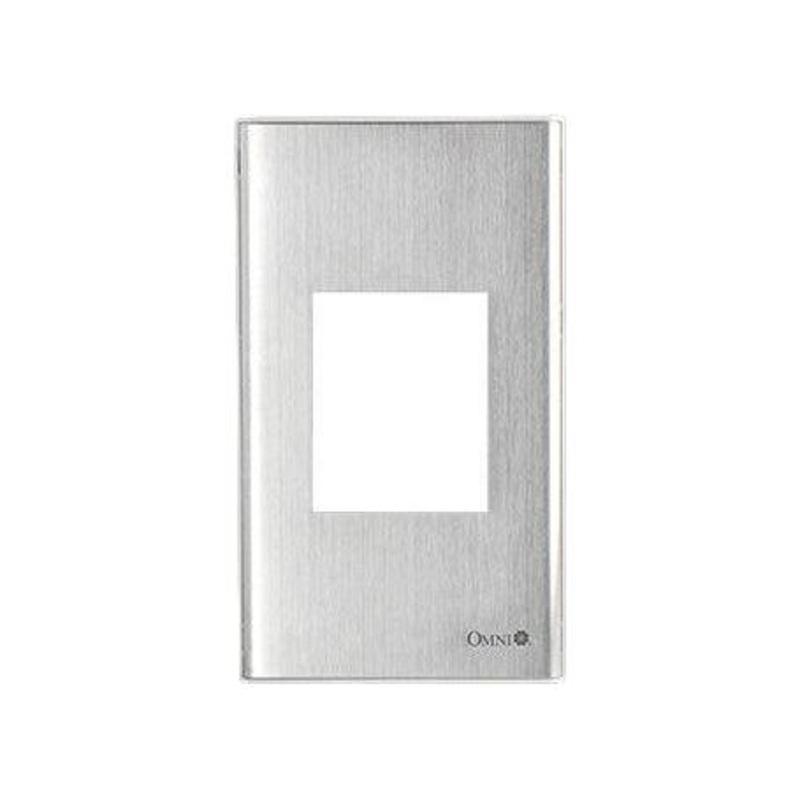 Omni WWP-111S Stainless 1-Gang Plate for Universal Outlet with Ground & Aircon Tandem Outlet  (Wide Series)