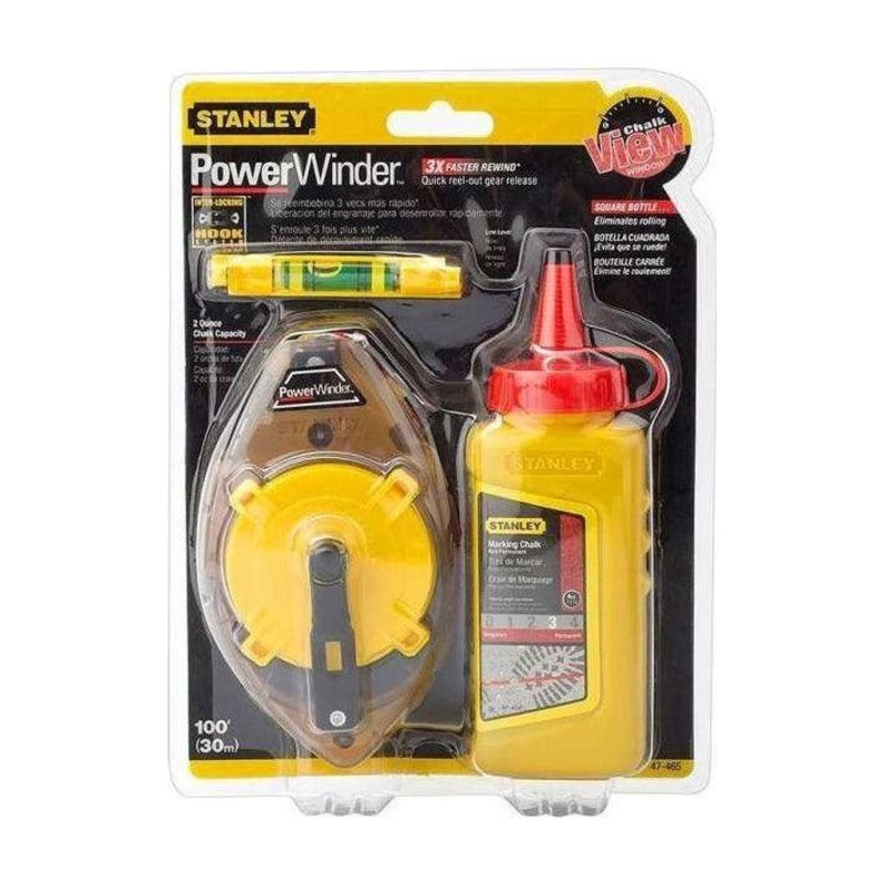 Stanley PowerWinder Chalk Line Level Reel Set [Red]