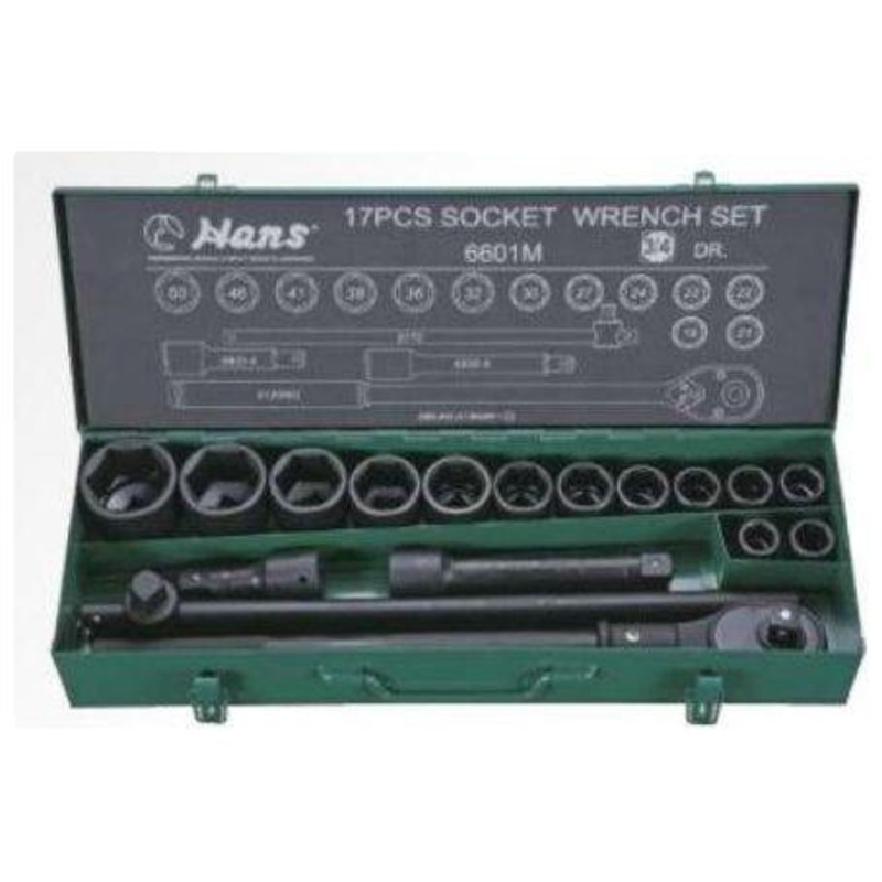 Hans 6601M 3/4" Drive 17pcs Impact Socket Wrench Set 19-50mm