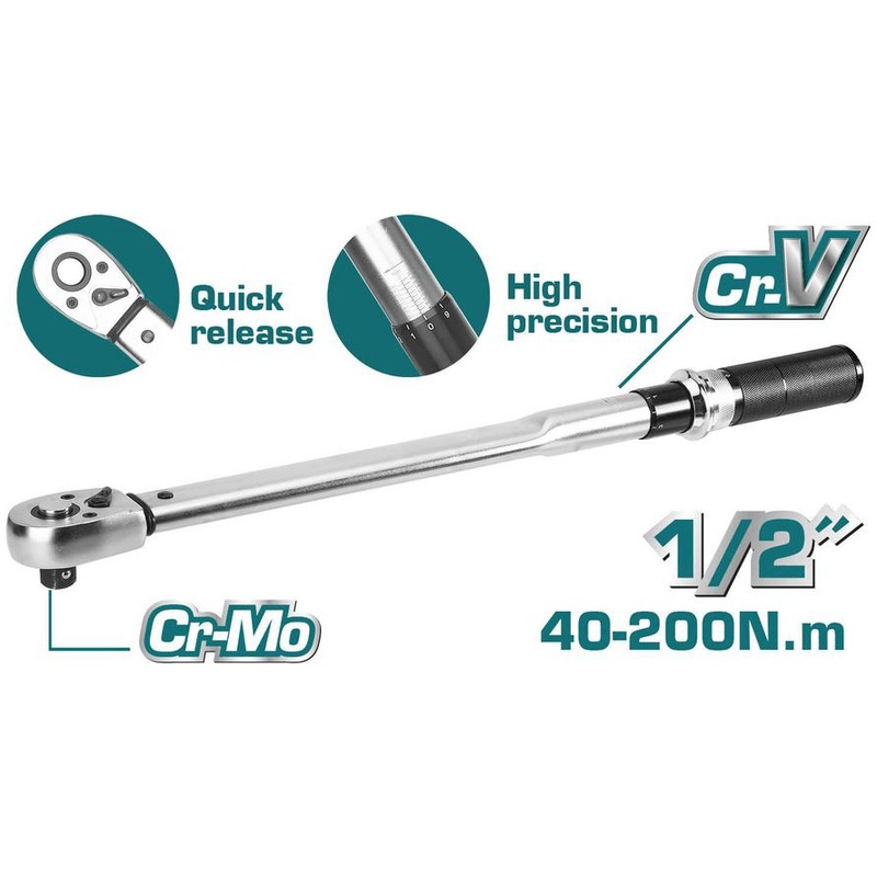 Total THPTW200N2 Torque Wrench 1/2" Drive 40-200Nm