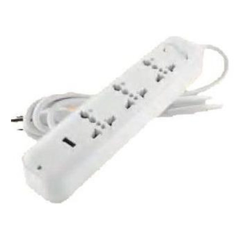 Omni USB-301 Travel Extension Cord 3-Gang with USB Outlet & Switch 2500W 10A 250V