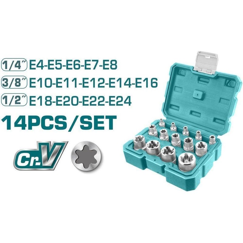 Total THKTETS0114 14pcs Socket Wrench Set 12pts