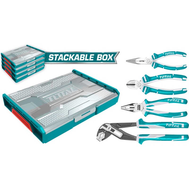 Total THKTV02P041 4pcs Pliers Set with Stackable Tool Box